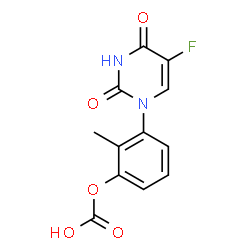 ChemSpider 2D Image | 3-(5-Fluoro-2,4-dioxo-3,4-dihydro-1(2H)-pyrimidinyl)-2-methylphenyl hydrogen carbonate | C12H9FN2O5