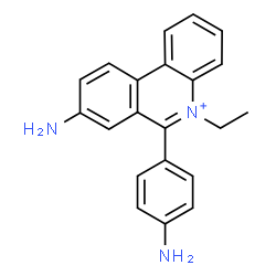 ChemSpider 2D Image | 8-Amino-6-(4-aminophenyl)-5-ethylphenanthridinium | C21H20N3