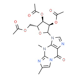 ChemSpider 2D Image | 4,6-Dimethyl-3-(2,3,5-tri-O-acetyl-D-ribofuranosyl)-3,4-dihydro-9H-imidazo[1,2-a]purin-9-one | C20H23N5O8