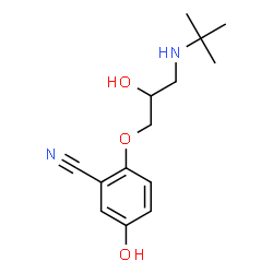 ChemSpider 2D Image | 5-Hydroxy-2-{2-hydroxy-3-[(2-methyl-2-propanyl)amino]propoxy}benzonitrile | C14H20N2O3