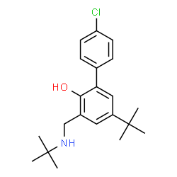 ChemSpider 2D Image | 5-tert-butyl-3-[(tert-butylamino)methyl]-4'-chlorobiphenyl-2-ol | C21H28ClNO