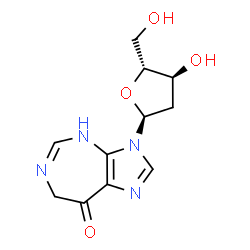 ChemSpider 2D Image | 3-(2-Deoxy-alpha-D-erythro-pentofuranosyl)-4,7-dihydroimidazo[4,5-d][1,3]diazepin-8(3H)-one | C11H14N4O4