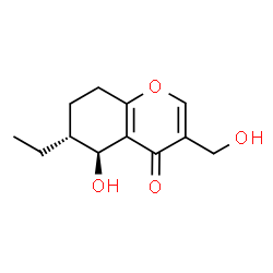 ChemSpider 2D Image | (5S,6R)-6-Ethyl-5-hydroxy-3-(hydroxymethyl)-5,6,7,8-tetrahydro-4H-chromen-4-one | C12H16O4