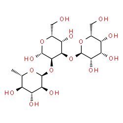 ChemSpider 2D Image | 6-Deoxy-alpha-L-glucopyranosyl-(1->2)-[alpha-D-talopyranosyl-(1->3)]-beta-D-gulopyranose | C18H32O15