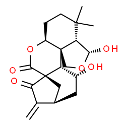 ChemSpider 2D Image | (1R,4S,8S,9R,12S,13S,16S)-9,14-Dihydroxy-7,7-dimethyl-17-methylene-3,10-dioxapentacyclo[14.2.1.0~1,13~.0~4,12~.0~8,12~]nonadecane-2,18-dione | C20H26O6