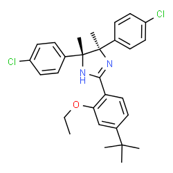 ChemSpider 2D Image | (4R,5R)-4,5-Bis(4-chlorophenyl)-2-[2-ethoxy-4-(2-methyl-2-propanyl)phenyl]-4,5-dimethyl-4,5-dihydro-1H-imidazole | C29H32Cl2N2O