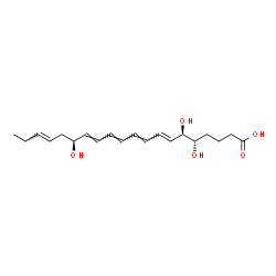 ChemSpider 2D Image | (5S,6R,7E,9E,11E,13E,15S,17E)-5,6,15-Trihydroxy-7,9,11,13,17-icosapentaenoic acid | C20H30O5