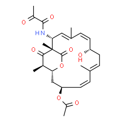 ChemSpider 2D Image | (1S,2R,5Z,7S,9E,11Z,13S,15R,19R)-7-Hydroxy-1,4,10,19-tetramethyl-17,18-dioxo-2-(pyruvoylamino)-16-oxabicyclo[13.2.2]nonadeca-3,5,9,11-tetraen-13-yl acetate | C27H35NO8