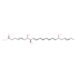 ChemSpider 2D Image | (4E,7S,8R,9E,11E,13E,15E,17R,19E)-7,8,17-Trihydroxy-4,9,11,13,15,19-docosahexaenoic acid | C22H32O5