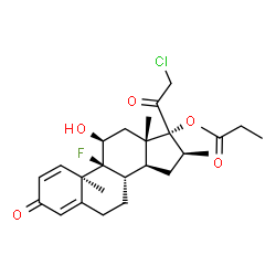 ChemSpider 2D Image | (9beta,10alpha,11beta,16beta)-21-Chloro-9-fluoro-11-hydroxy-16-methyl-3,20-dioxopregna-1,4-dien-17-yl propionate | C25H32ClFO5
