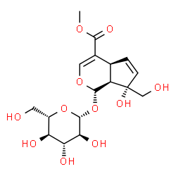 ChemSpider 2D Image | Methyl (1S,4aS,7S,7aS)-1-(beta-L-glucopyranosyloxy)-7-hydroxy-7-(hydroxymethyl)-1,4a,7,7a-tetrahydrocyclopenta[c]pyran-4-carboxylate | C17H24O11