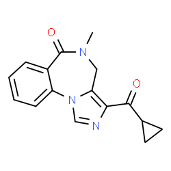 ChemSpider 2D Image | 3-(Cyclopropylcarbonyl)-5-methyl-4,5-dihydro-6H-imidazo[1,5-a][1,4]benzodiazepin-6-one | C16H15N3O2
