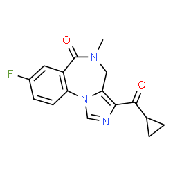 ChemSpider 2D Image | 3-(Cyclopropylcarbonyl)-8-fluoro-5-methyl-4,5-dihydro-6H-imidazo[1,5-a][1,4]benzodiazepin-6-one | C16H14FN3O2