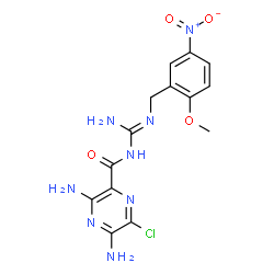 ChemSpider 2D Image | 3,5-Diamino-6-chloro-N-[N'-(2-methoxy-5-nitrobenzyl)carbamimidoyl]-2-pyrazinecarboxamide | C14H15ClN8O4