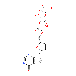 ChemSpider 2D Image | Triphosphoric acid, mono[[(2S,5R)-5-(3,6-dihydro-6-oxo-9H-purin-9-yl)tetrahydro-2-furanyl]methyl] ester | C10H15N4O12P3