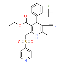 ChemSpider 2D Image | Ethyl 5-cyano-1,4-dihydro-6-methyl-2-((4-pyridinylsulfonyl)methyl)-4-(2-(trifluoromethyl)phenyl)-3-pyridinecarboxylate | C23H20F3N3O4S