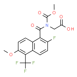 ChemSpider 2D Image | N-[2-Fluoro-6-methoxy-5-(trifluoromethyl)-1-naphthoyl]-N-(methoxycarbonyl)glycine | C17H13F4NO6