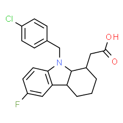 ChemSpider 2D Image | [9-(4-Chlorobenzyl)-6-fluoro-2,3,4,4a,9,9a-hexahydro-1H-carbazol-1-yl]acetic acid | C21H21ClFNO2