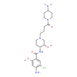 ChemSpider 2D Image | 4-Amino-5-chloro-N-[(3S,4R)-1-{4-[4-(dimethylamino)-1-piperidinyl]-4-oxobutyl}-3-methoxy-4-piperidinyl]-2-methoxybenzamide | C25H40ClN5O4