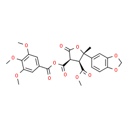 ChemSpider 2D Image | (3R,4S,5S)-5-(1,3-Benzodioxol-5-yl)-4-(methoxycarbonyl)-5-methyl-2-oxotetrahydro-3-furancarboxylic 3,4,5-trimethoxybenzoic anhydride | C25H24O12