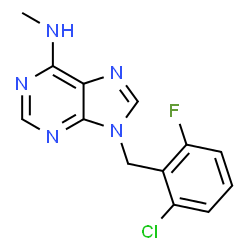 ChemSpider 2D Image | 9-(2-Chloro-6-fluorobenzyl)-N-methyl-9H-purin-6-amine | C13H11ClFN5