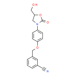 ChemSpider 2D Image | 3-({4-[5-(Hydroxymethyl)-2-oxo-1,3-oxazolidin-3-yl]phenoxy}methyl)benzonitrile | C18H16N2O4