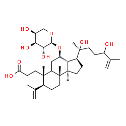 ChemSpider 2D Image | 3-{(3S,3aR,4R,6S,7S,9aR,9bR)-4-(alpha-L-Arabinopyranosyloxy)-3-[(2S)-2,5-dihydroxy-6-methyl-6-hepten-2-yl]-7-isopropenyl-6,9a,9b-trimethyldodecahydro-1H-cyclopenta[a]naphthalen-6-yl}propanoic acid | C35H58O9