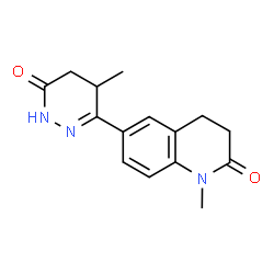 ChemSpider 2D Image | 1-Methyl-6-(4-methyl-6-oxo-1,4,5,6-tetrahydro-3-pyridazinyl)-3,4-dihydro-2(1H)-quinolinone | C15H17N3O2