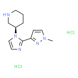 ChemSpider 2D Image | (3R)-3-[2-(1-Methyl-1H-pyrazol-3-yl)-1H-imidazol-1-yl]piperidine dihydrochloride | C12H19Cl2N5