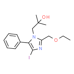 ChemSpider 2D Image | 1-[2-(Ethoxymethyl)-4-iodo-5-phenyl-1H-imidazol-1-yl]-2-methyl-2-propanol | C16H21IN2O2