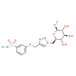 ChemSpider 2D Image | Methyl 6-deoxy-6-{4-[(3-sulfamoylphenoxy)methyl]-1H-1,2,3-triazol-1-yl}-beta-D-glucopyranoside | C16H22N4O8S