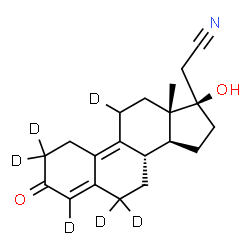 ChemSpider 2D Image | (17alpha)-17-Hydroxy-3-oxo(2,2,4,6,6,11-~2~H_6_)-19-norpregna-4,9-diene-21-nitrile | C20H19D6NO2