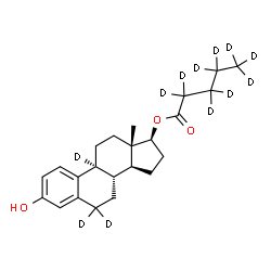 ChemSpider 2D Image | (17beta)-3-Hydroxy(6,6,9-~2~H_3_)estra-1(10),2,4-trien-17-yl (~2~H_9_)pentanoate | C23H20D12O3