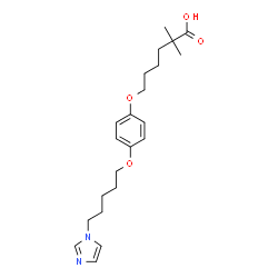 ChemSpider 2D Image | 6-(4-{[5-(1H-Imidazol-1-yl)pentyl]oxy}phenoxy)-2,2-dimethylhexanoic acid | C22H32N2O4