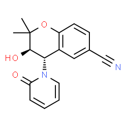 ChemSpider 2D Image | (3R,4S)-3-Hydroxy-2,2-dimethyl-4-(2-oxo-1(2H)-pyridinyl)-6-chromanecarbonitrile | C17H16N2O3