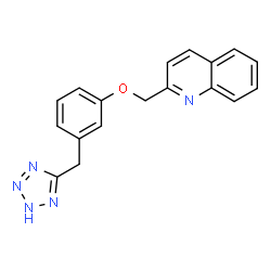 ChemSpider 2D Image | 2-{[3-(2H-Tetrazol-5-ylmethyl)phenoxy]methyl}quinoline | C18H15N5O