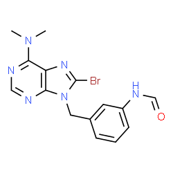 ChemSpider 2D Image | N-(3-{[8-Bromo-6-(dimethylamino)-9H-purin-9-yl]methyl}phenyl)formamide | C15H15BrN6O