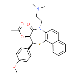 ChemSpider 2D Image | (2S,3S)-5-[2-(Dimethylamino)ethyl]-2-(4-methoxyphenyl)-4-oxo-2,3,4,5-tetrahydronaphtho[1,2-b][1,4]thiazepin-3-yl acetate | C26H28N2O4S