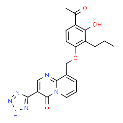 ChemSpider 2D Image | 9-[(4-Acetyl-3-hydroxy-2-propylphenoxy)methyl]-3-(2H-tetrazol-5-yl)-4H-pyrido[1,2-a]pyrimidin-4-one | C21H20N6O4
