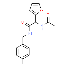 ChemSpider 2D Image | 2-Acetamido-N-(4-fluorobenzyl)-2-(2-furyl)acetamide | C15H15FN2O3