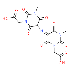 ChemSpider 2D Image | [5-{(E)-[3-(Carboxymethyl)-1-methyl-2,4,6-trioxodihydro-5(2H,4H)-pyrimidinylidene]amino}-3-methyl-2,4,6-trioxotetrahydro-1(2H)-pyrimidinyl]acetic acid | C14H13N5O10