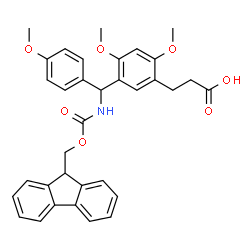ChemSpider 2D Image | 3-{5-[{[(9H-Fluoren-9-ylmethoxy)carbonyl]amino}(4-methoxyphenyl)methyl]-2,4-dimethoxyphenyl}propanoic acid | C34H33NO7