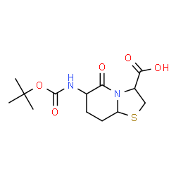 ChemSpider 2D Image | 6-[(tert-Butoxycarbonyl)amino]-5-oxohexahydro-5H-[1,3]thiazolo[3,2-a]pyridine-3-carboxylic acid | C13H20N2O5S