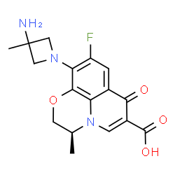 ChemSpider 2D Image | (3S)-10-(3-Amino-3-methyl-1-azetidinyl)-9-fluoro-3-methyl-7-oxo-2,3-dihydro-7H-[1,4]oxazino[2,3,4-ij]quinoline-6-carboxylic acid | C17H18FN3O4