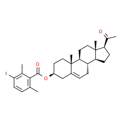 ChemSpider 2D Image | (3beta)-20-Oxopregn-5-en-3-yl 3-iodo-2,6-dimethylbenzoate | C30H39IO3