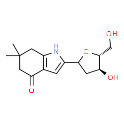 ChemSpider 2D Image | 2-[(4S,5R)-4-hydroxy-5-(hydroxymethyl)tetrahydrofuran-2-yl]-6,6-dimethyl-5,7-dihydro-1H-indol-4-one | C15H21NO4