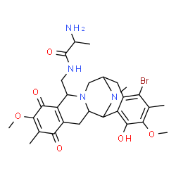 ChemSpider 2D Image | N-{[16-Bromo-19-hydroxy-7,18-dimethoxy-6,17,21-trimethyl-5,8-dioxo-11,21-diazapentacyclo[11.7.1.0~2,11~.0~4,9~.0~15,20~]henicosa-4(9),6,15,17,19-pentaen-10-yl]methyl}alaninamide | C28H35BrN4O6