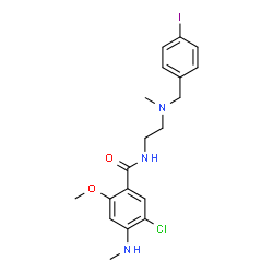 ChemSpider 2D Image | 5-Chloro-N-{2-[(4-iodobenzyl)(methyl)amino]ethyl}-2-methoxy-4-(methylamino)benzamide | C19H23ClIN3O2