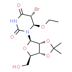 ChemSpider 2D Image | 5-Bromo-6-ethoxy-2',3'-O-isopropylidene-5,6-dihydrouridine | C14H21BrN2O7