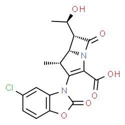 ChemSpider 2D Image | (4R,5R,6R)-3-(5-Chloro-2-oxo-1,3-benzoxazol-3(2H)-yl)-6-[(1R)-1-hydroxyethyl]-4-methyl-7-oxo-1-azabicyclo[3.2.0]hept-2-ene-2-carboxylic acid | C17H15ClN2O6